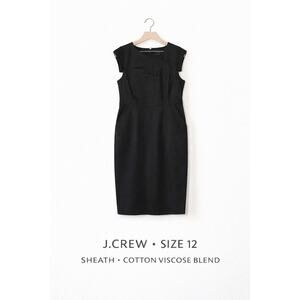 J.Crew Sheath Dress Cotton Viscose Stretch Black Pockets Size 12